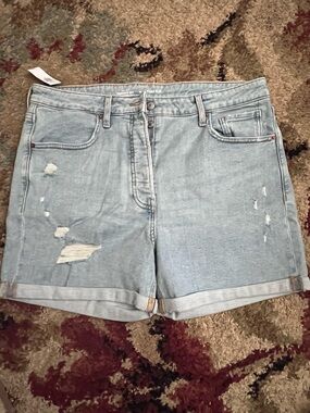 Old Navy Light Blue Distressed Rolled Hem Denim Shorts